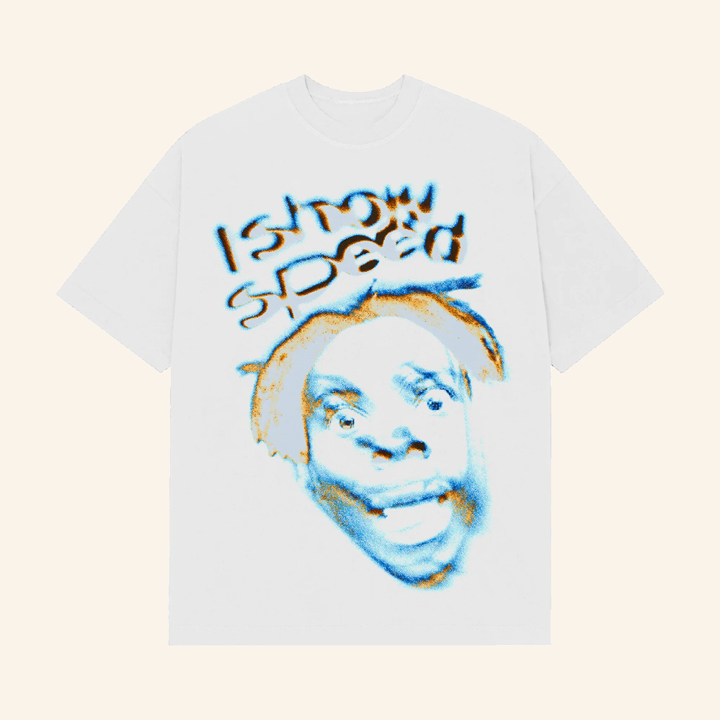 IShowSpeed Merch Blurred Photo White T-Shirt Gift Ideas For Fans IShowSpeed Merch Blurred Photo White T-Shirt Gift Ideas For Fans