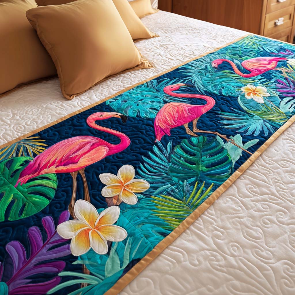Island Bloom Quilted Bed Runner Bed Decorations Great Flamingo Lover Gifts