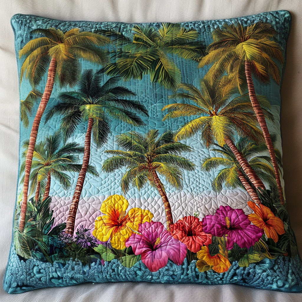 Island Bloom Quilted Pillow Case Holiday Pillow Case Christmas Floral Gifts