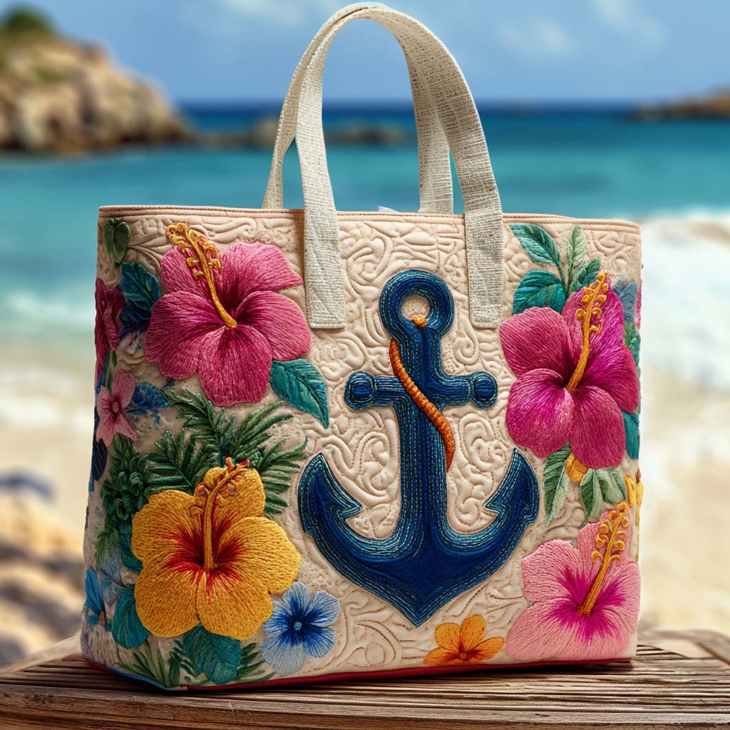 Island Bloom Quilted Tote Bag Gifts For An Ocean Lover