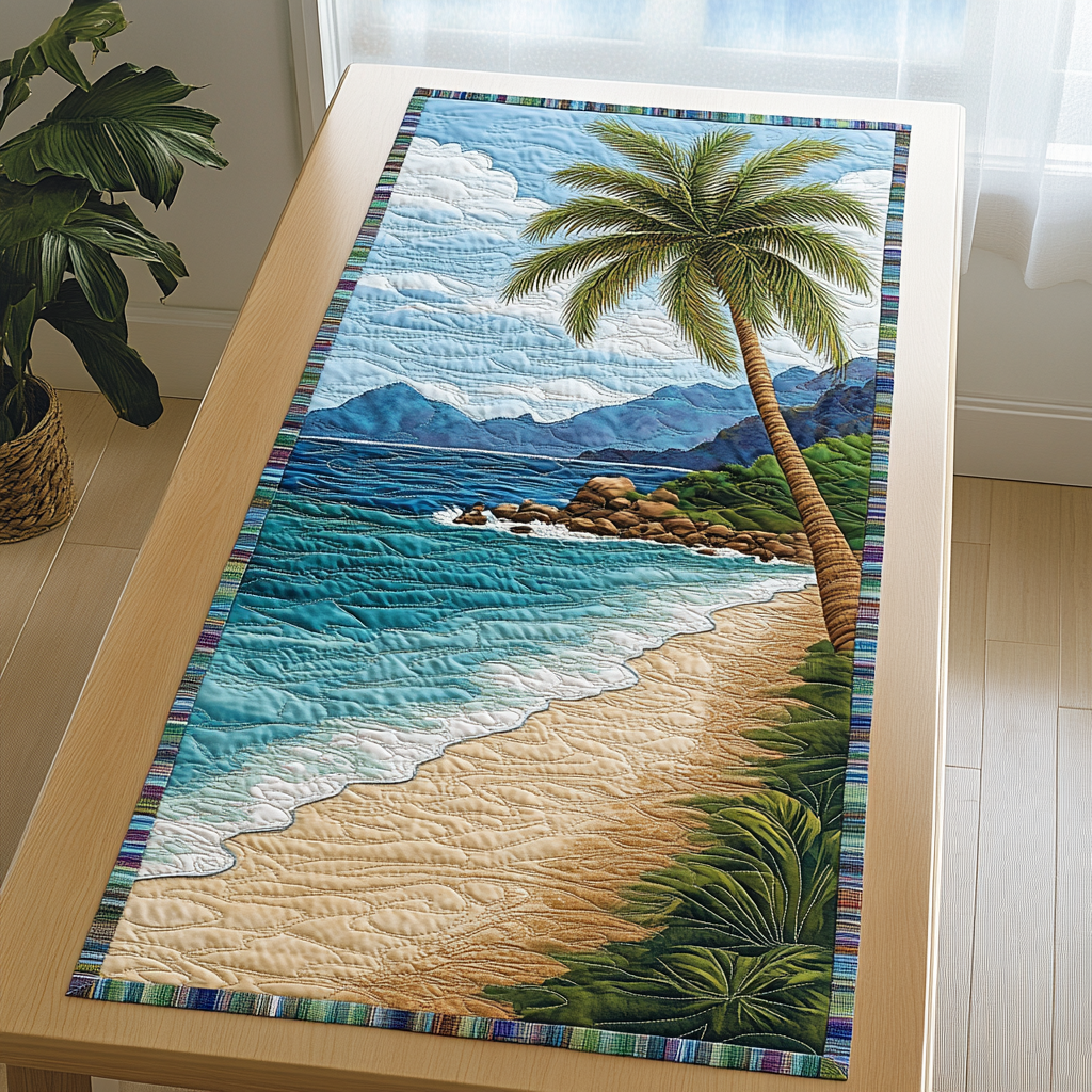 Island Breeze Quilted Table Runner Ocean Table Runner Great Family Gifts