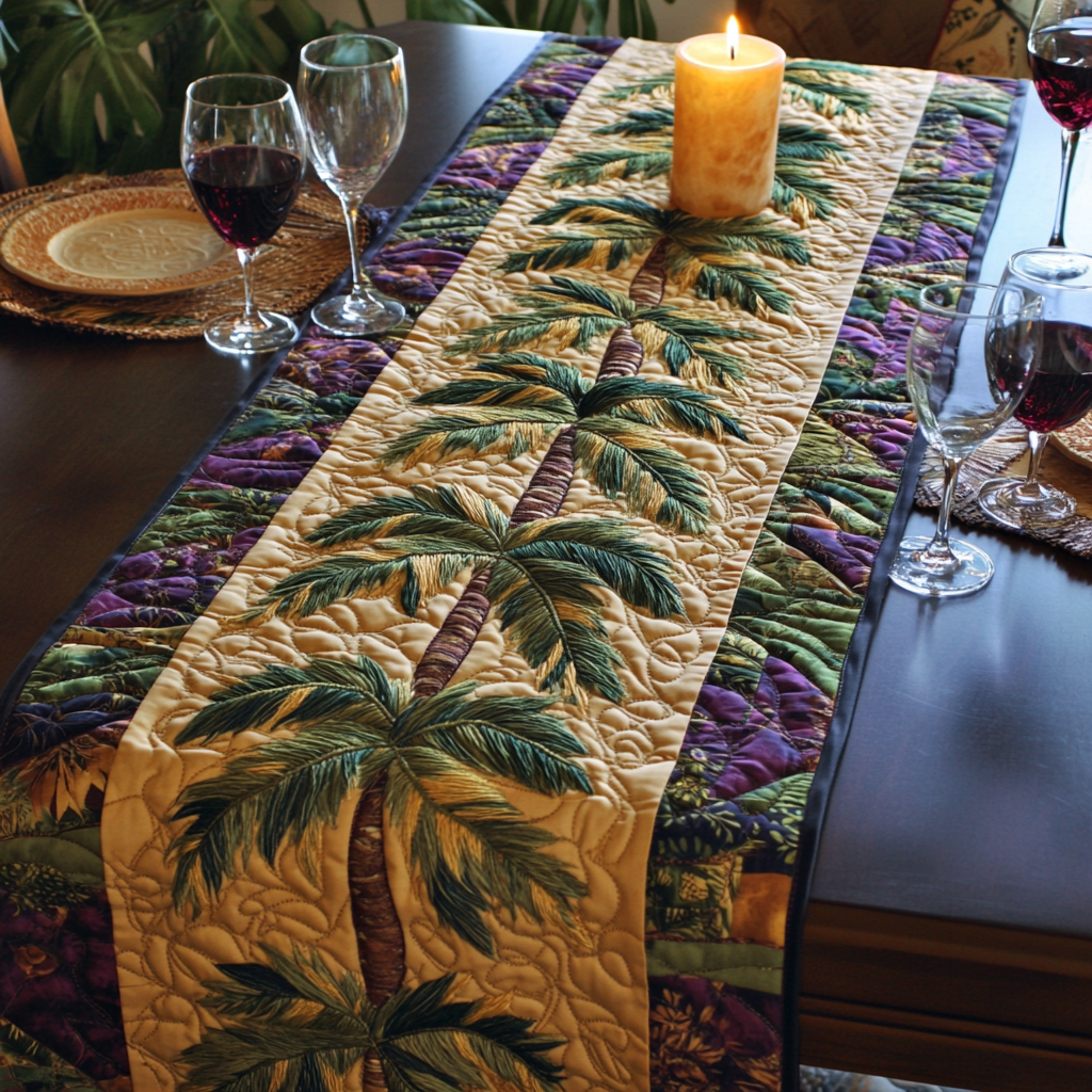 Island Charm Quilted Table Runner Beach Theme Table Runner Gift For Coworker