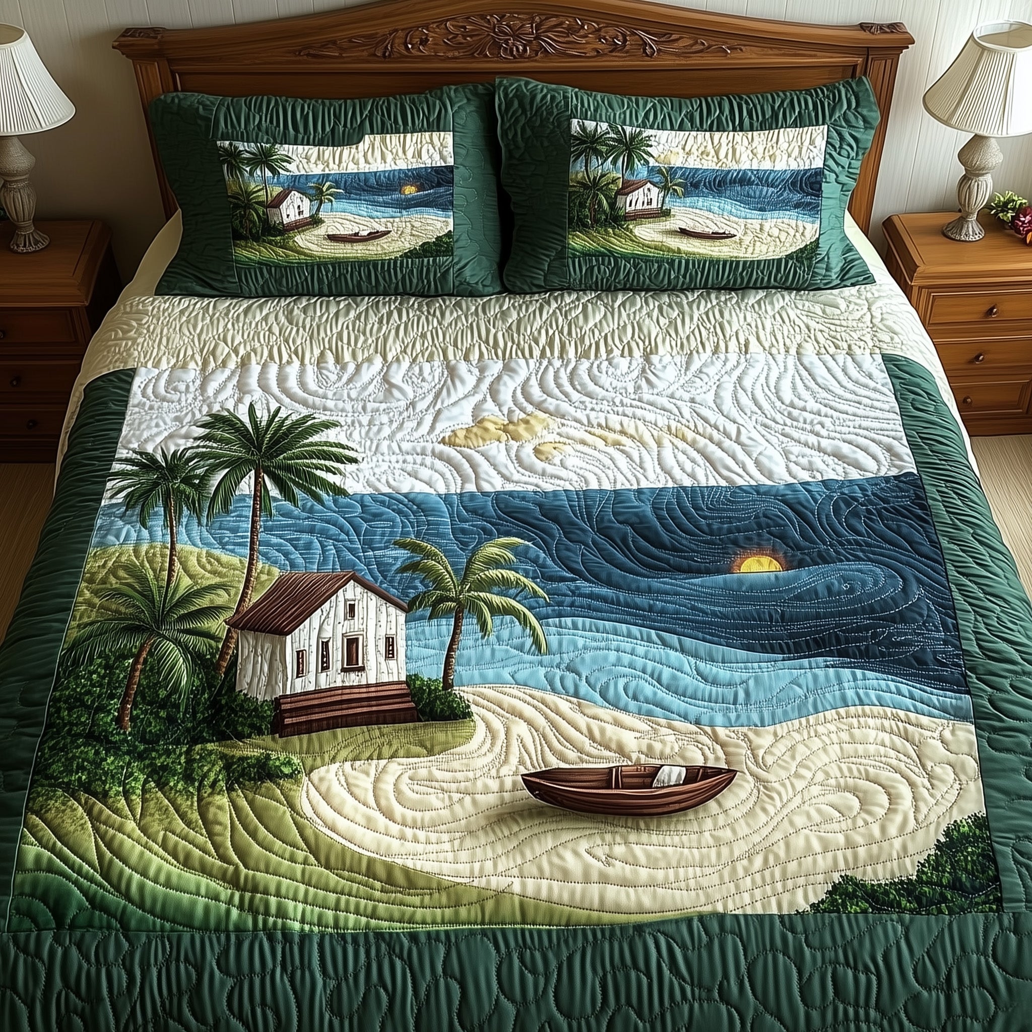 Island Dream Quilted Bedding Set Duvet Cover Merchandise Meaningful Father'S Day Gifts
