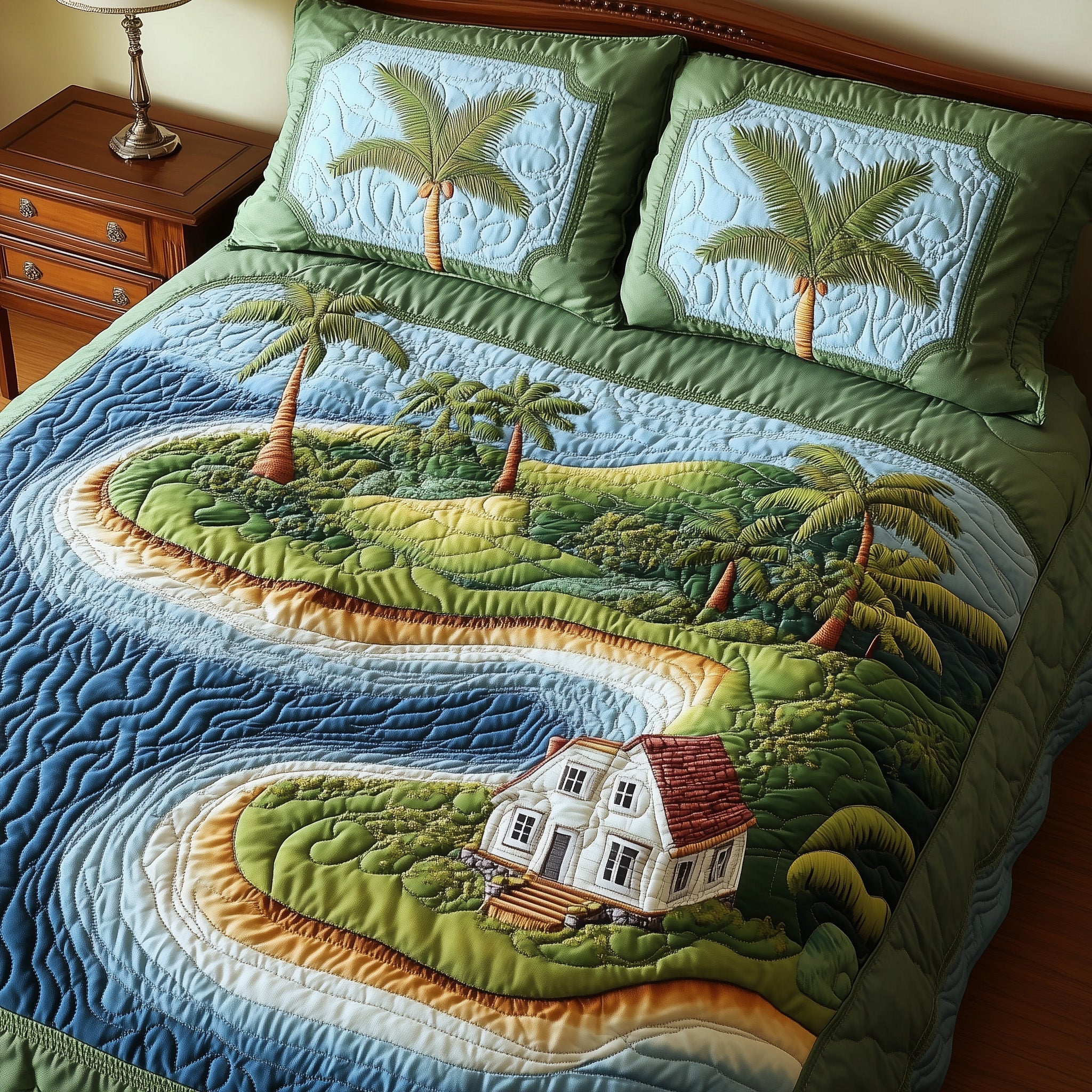 Island Dream Quilted Bedding Set Duvet Cover Merchandise Meaningful Friendship Gifts