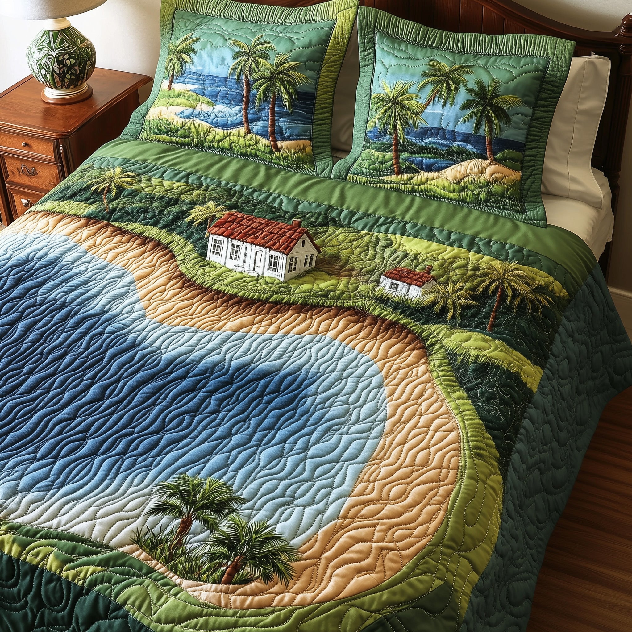 Island Dream Quilted Bedding Set Duvet Cover Merchandise Meaningful Gifts For Her