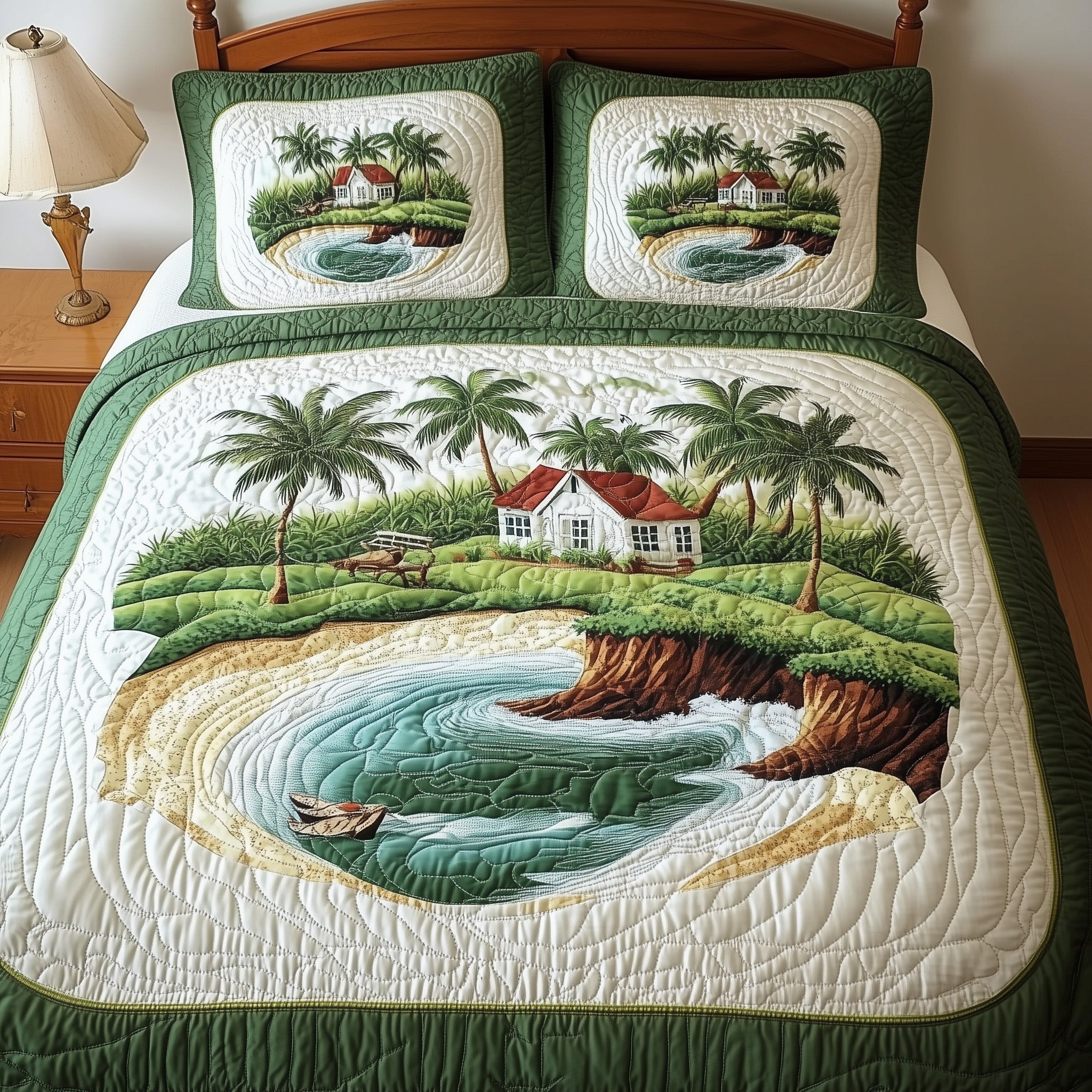Island Dream Quilted Bedding Set Duvet Cover Merchandise Meaningful Gifts For Him