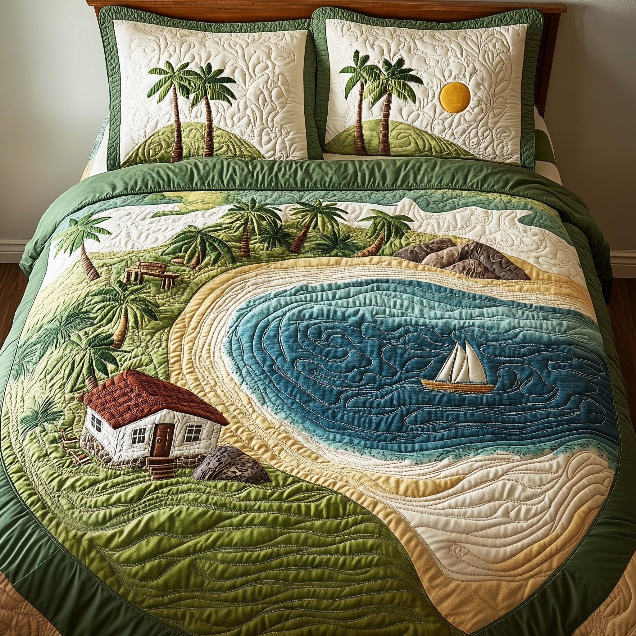 Island Dream Quilted Bedding Set Duvet Cover Merchandise Meaningful Gifts For Mom