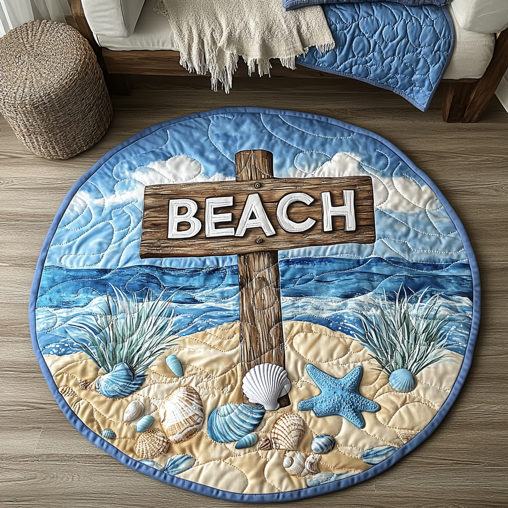 Island Escape Quilted Round Mat Christmas Decor For Entryway Beach Vacation Gift Ideas
