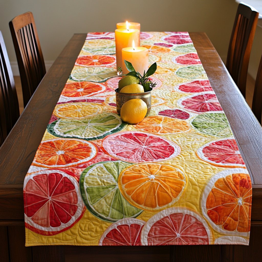 Island Feast Quilted Table Runner Dining Room Decor Gift For Coworker