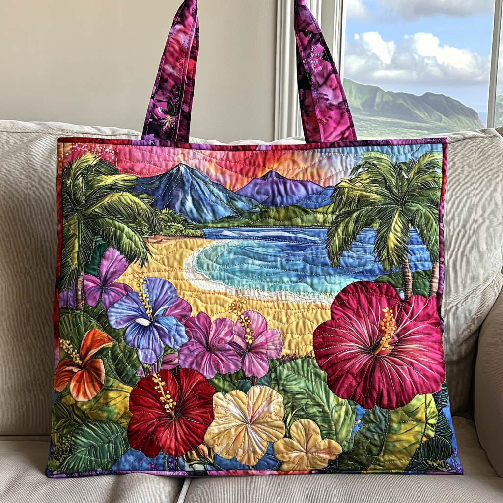 Island Garden Quilted Tote Bag Beach Related Gifts