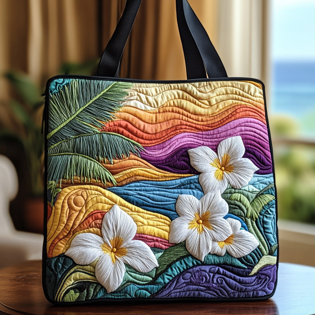Island Plumeria Quilted Tote Bag Christmas Presents For Wife