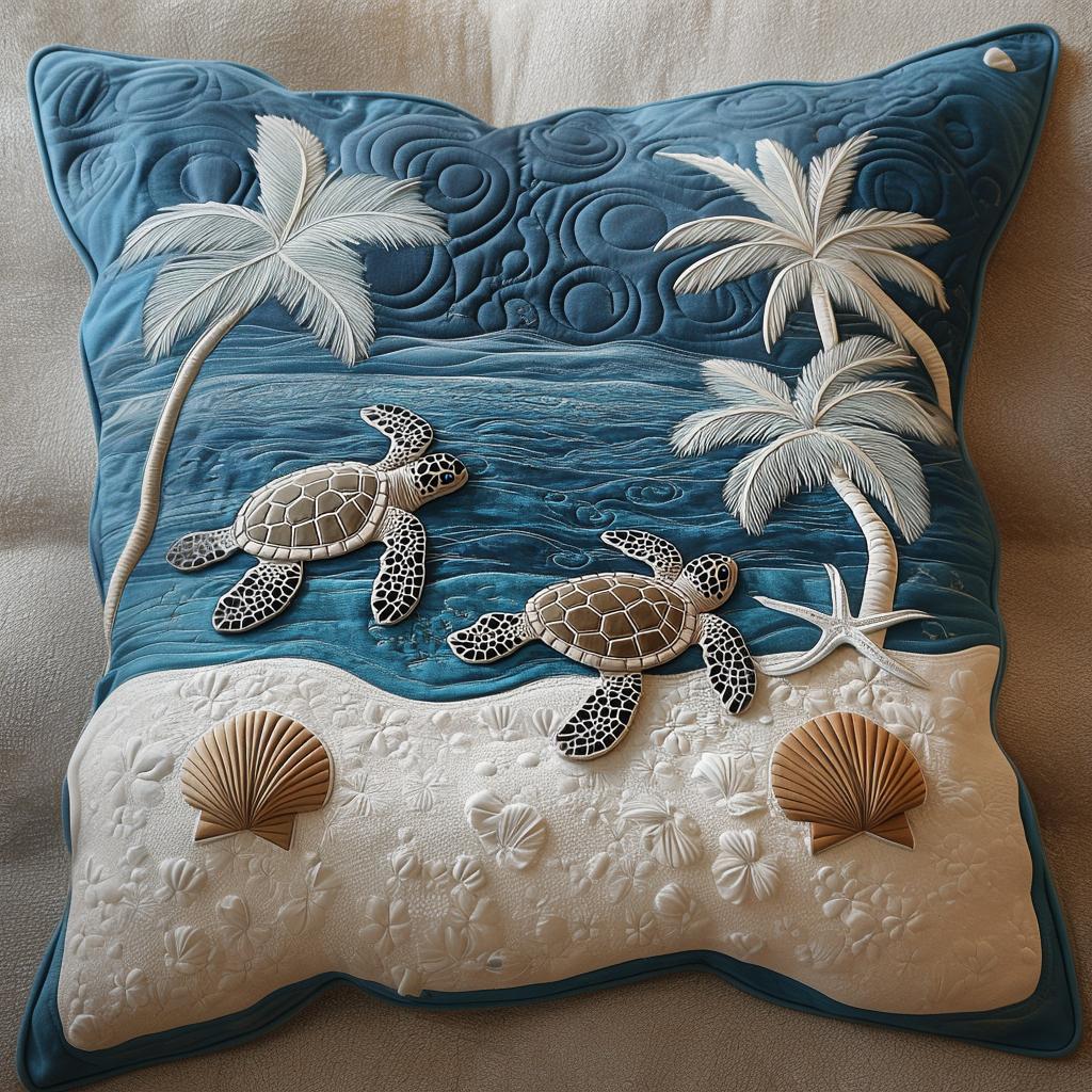 Island Roamer Quilted Pillow Case Best Cool Pillow Cases Turtle Gift Idea