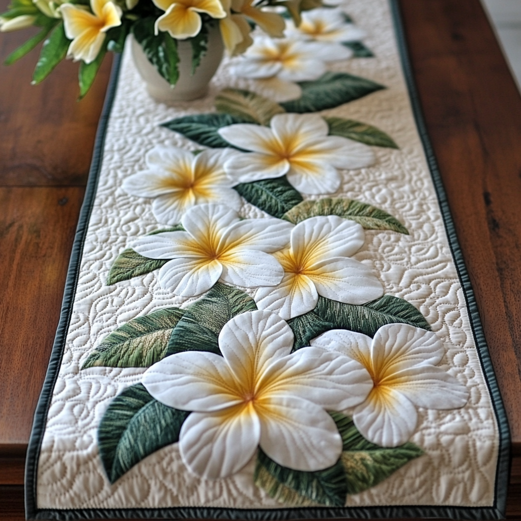 Island Serenity Quilted Table Runner Dining Room Table Decor Gifts For The Flower Lover