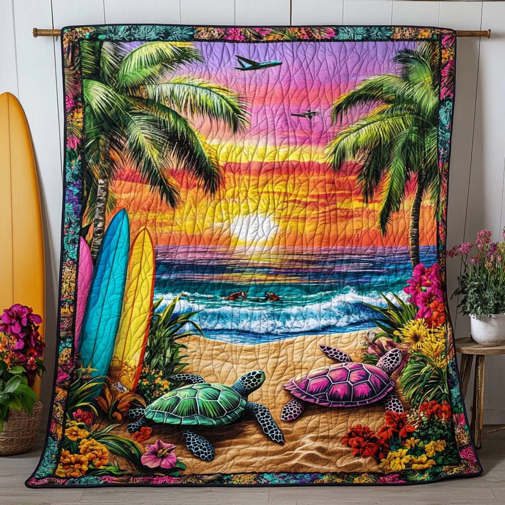 Island Shellscape Quilted Blanket Winter Decor Blanket Fishing Gift Ideas For Him