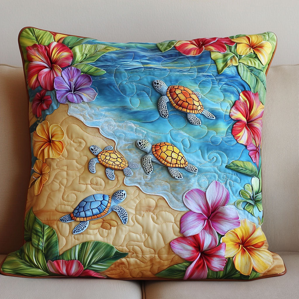 Island Shore March Quilted Pillow Case Throw Pillow Case Covers Turtle Gift Idea