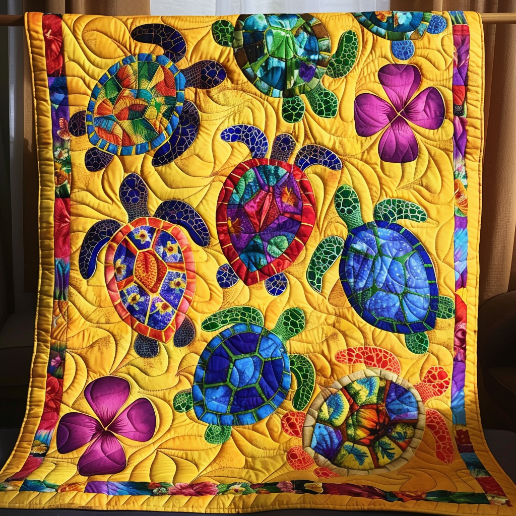Island Turtle Dream Quilted Blanket Turtle Gifts For Adults