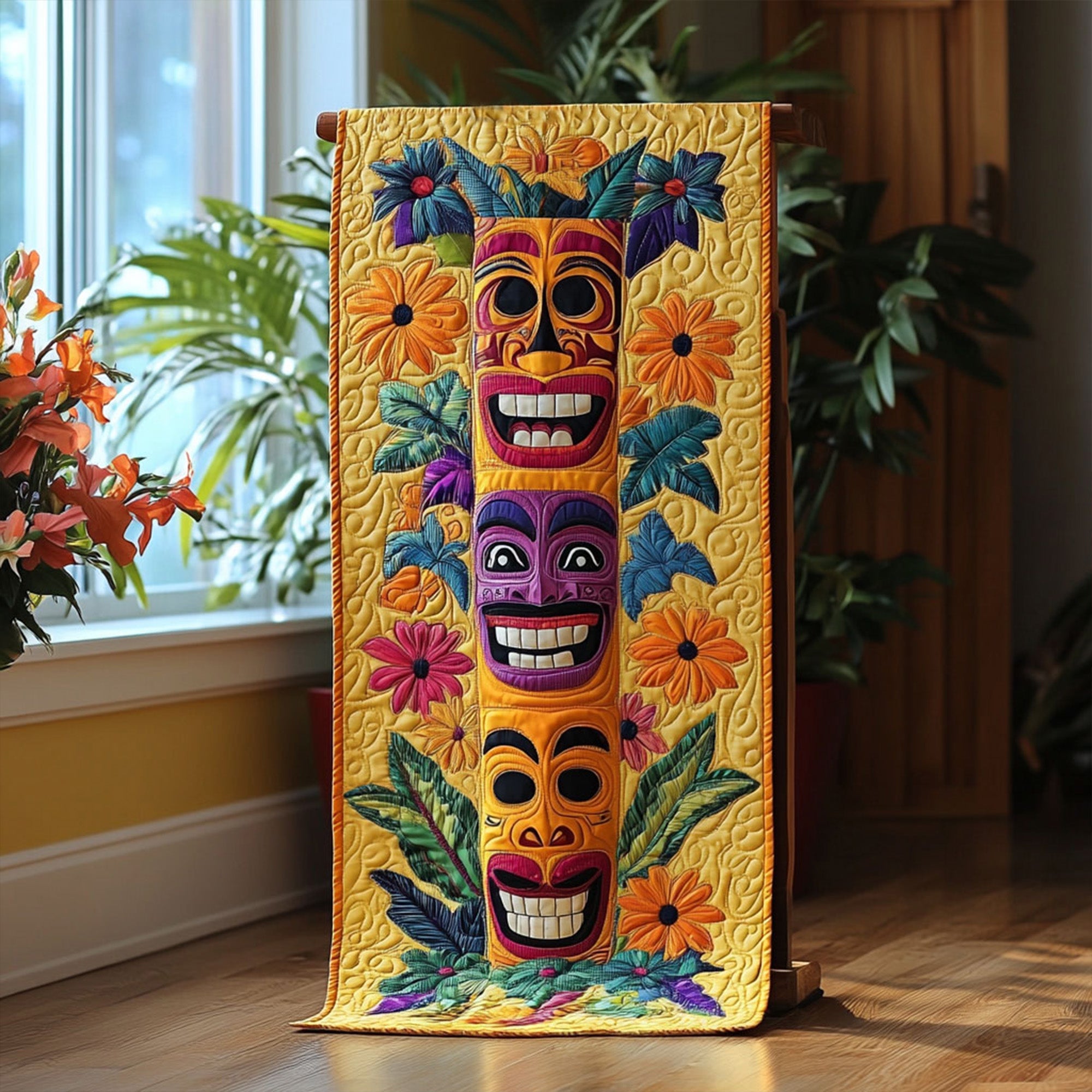 Island Vibrance Quilted Table Runner Hibiscus Table Runner Gifts For Friends