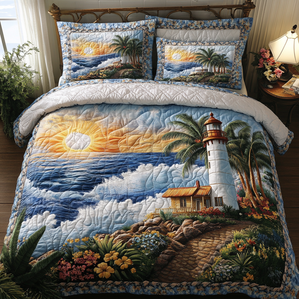Island Watch Quilted Bedding Set Perfect Bedding Gift Set for Family and Friends