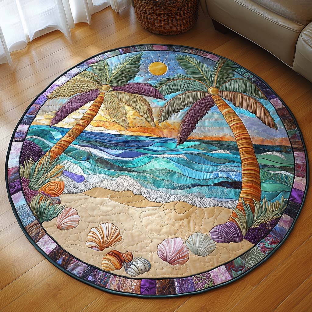 Island Whisper Quilted Round Mat Outdoor Decor Beach Themed Gifts For Her