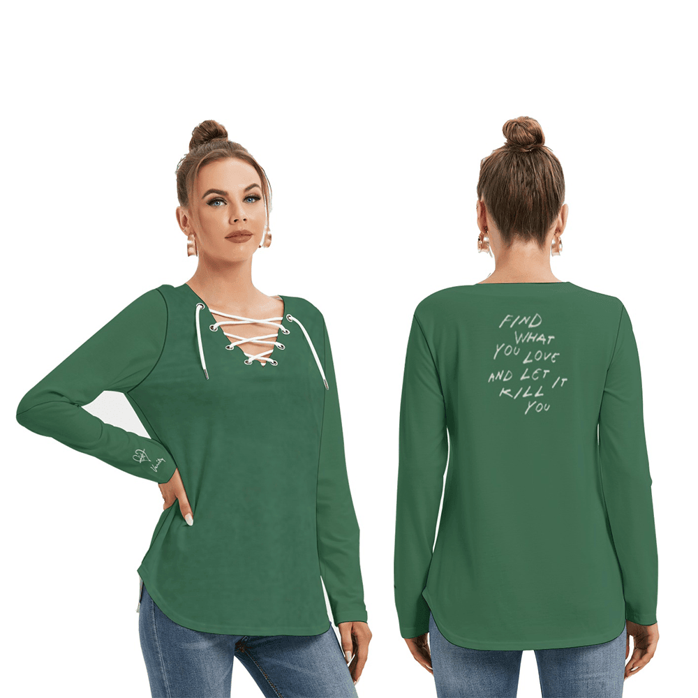 It Ends With Us Merch It Ends With Us Lace Up V-Neck Shirt Long Sleeve Gifts For Wife