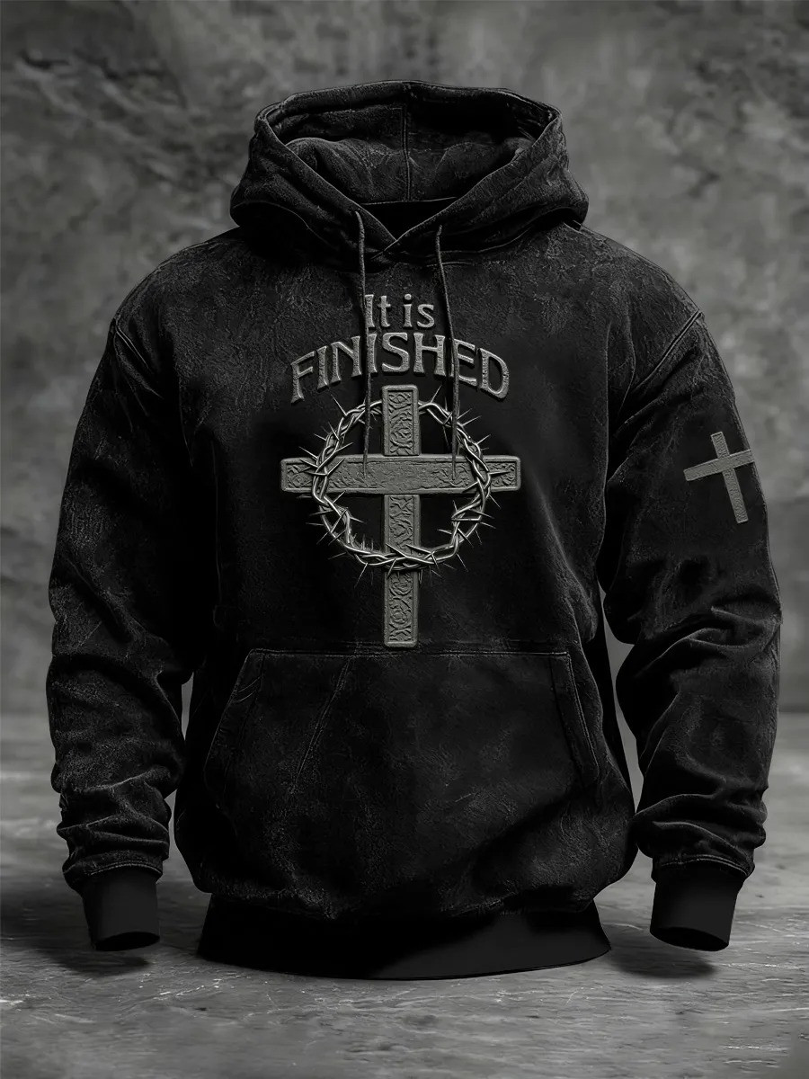 It Is Finished Crown Of Thorns Cross Hoodie Christian Faith Apparel Best Gift For Jesus Believers