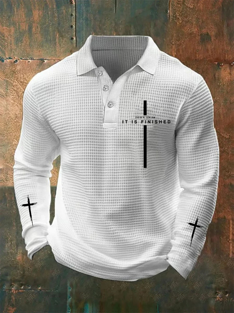 It Is Finished John 19 Nail Cross Polo Long Sleeve Polo Shirt Men Christian Gift Ideas