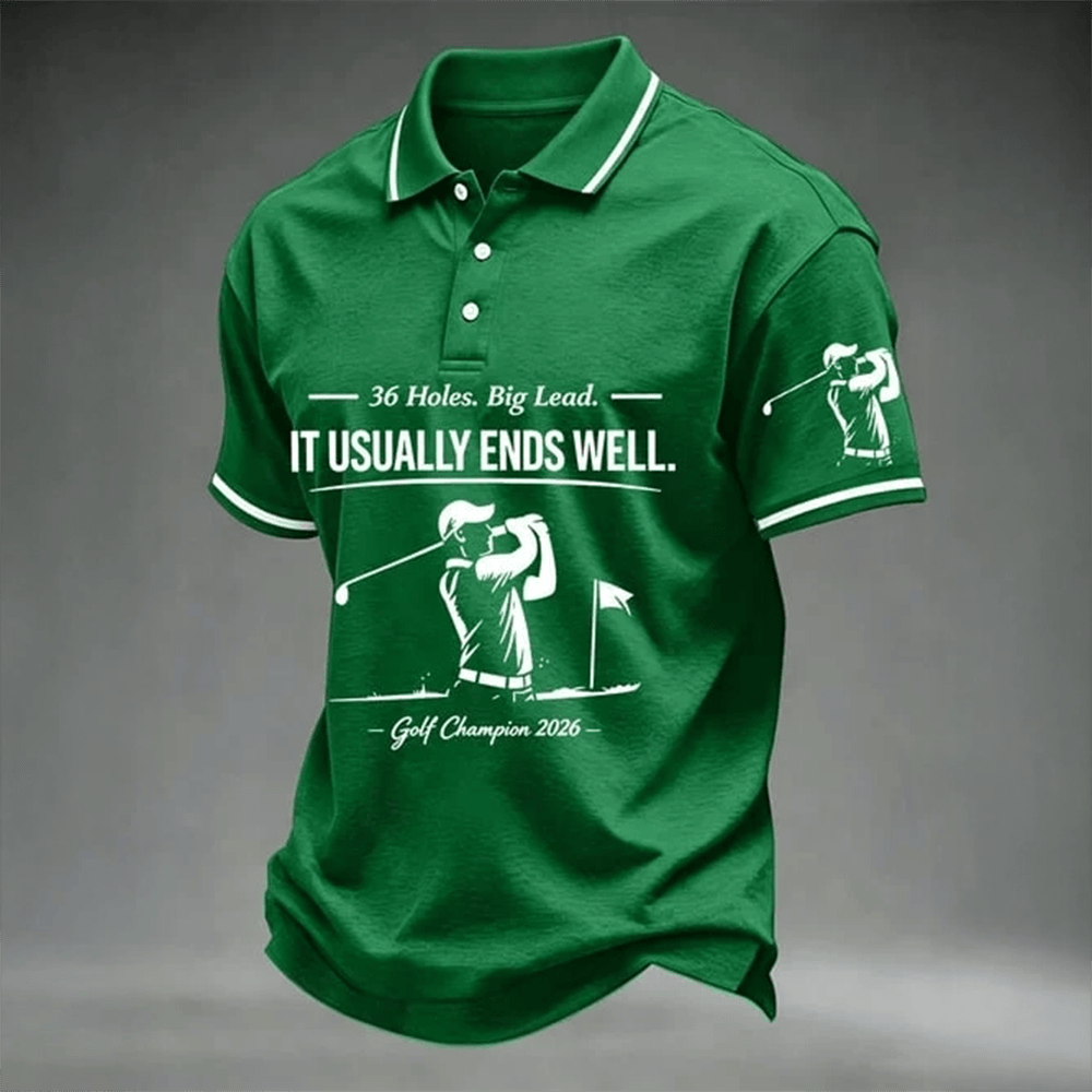 It Usually Ends Well 36 Holes Big Lead Polo Shirt Golf Life Clothing For Golf Champion Fans