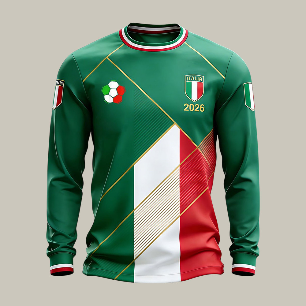 Italia 2026 FIFA World Cup Long Sleeve Shirt Soccer Apparel Present For Husband