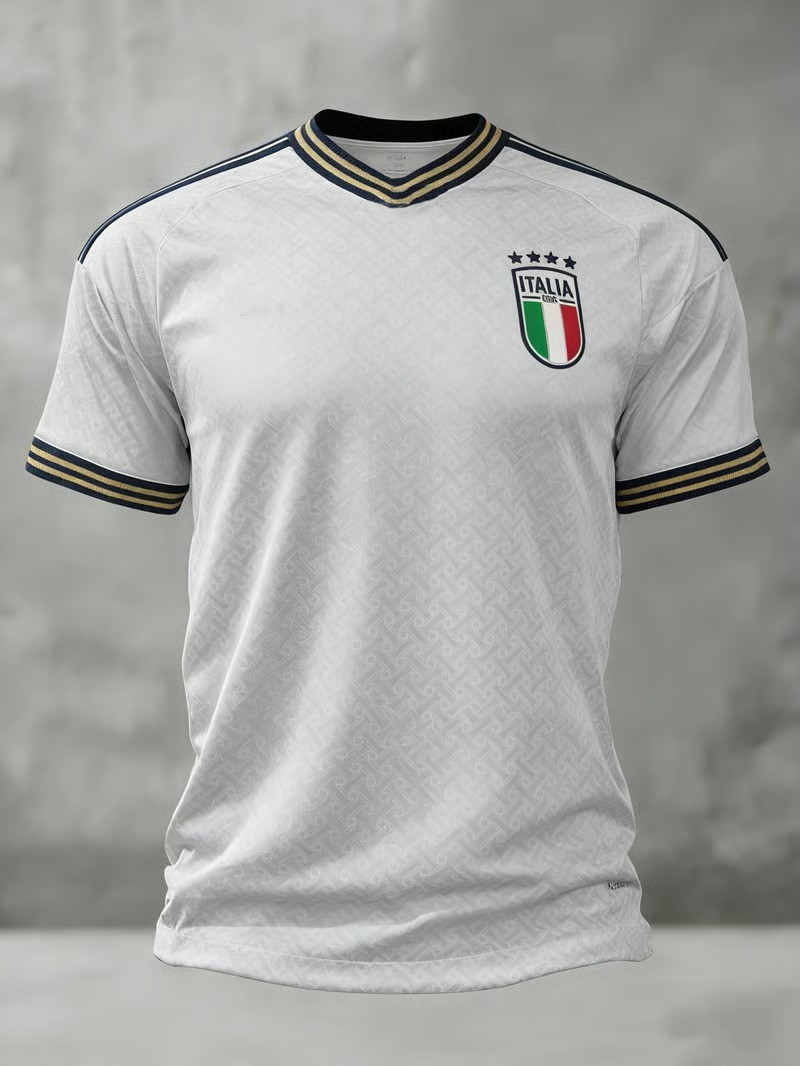 Italia Italy White V-Neck Jersey World Cup 2026 Soccer Fan Gear FIGC Badge Merch Gift For Fans