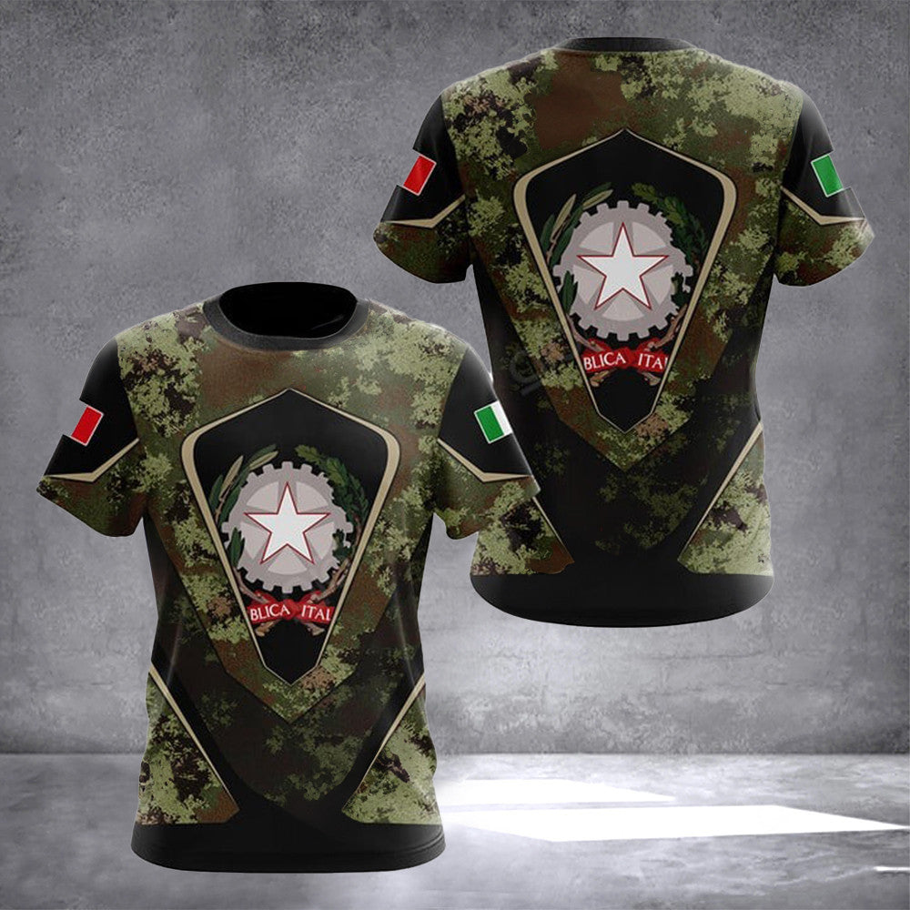 Italy Coat Of Arms Camouflage Army Shirt Italian Flag With Coat Of Arms Symbol