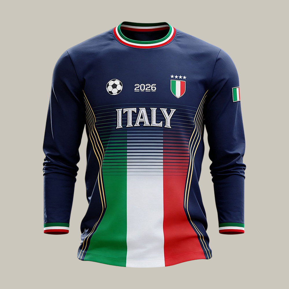 Italy FIFA World Cup 2026 Long Sleeve Shirt Soccer Apparel Game Day Gift For Husband