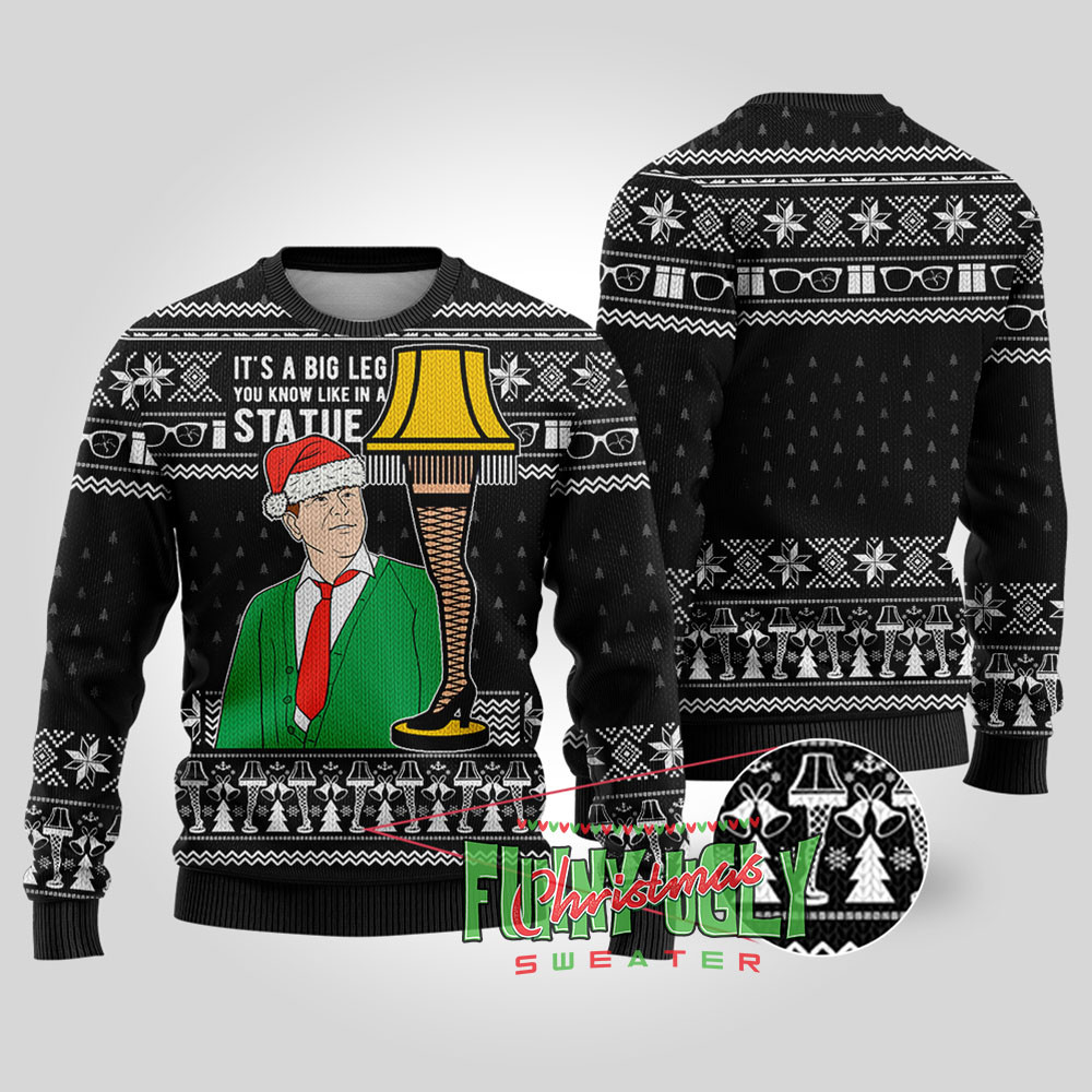 Its A Big Leg A Christmas Story Funny Sweater Black Funny Xmas Sweater for Ugly Sweater Parties