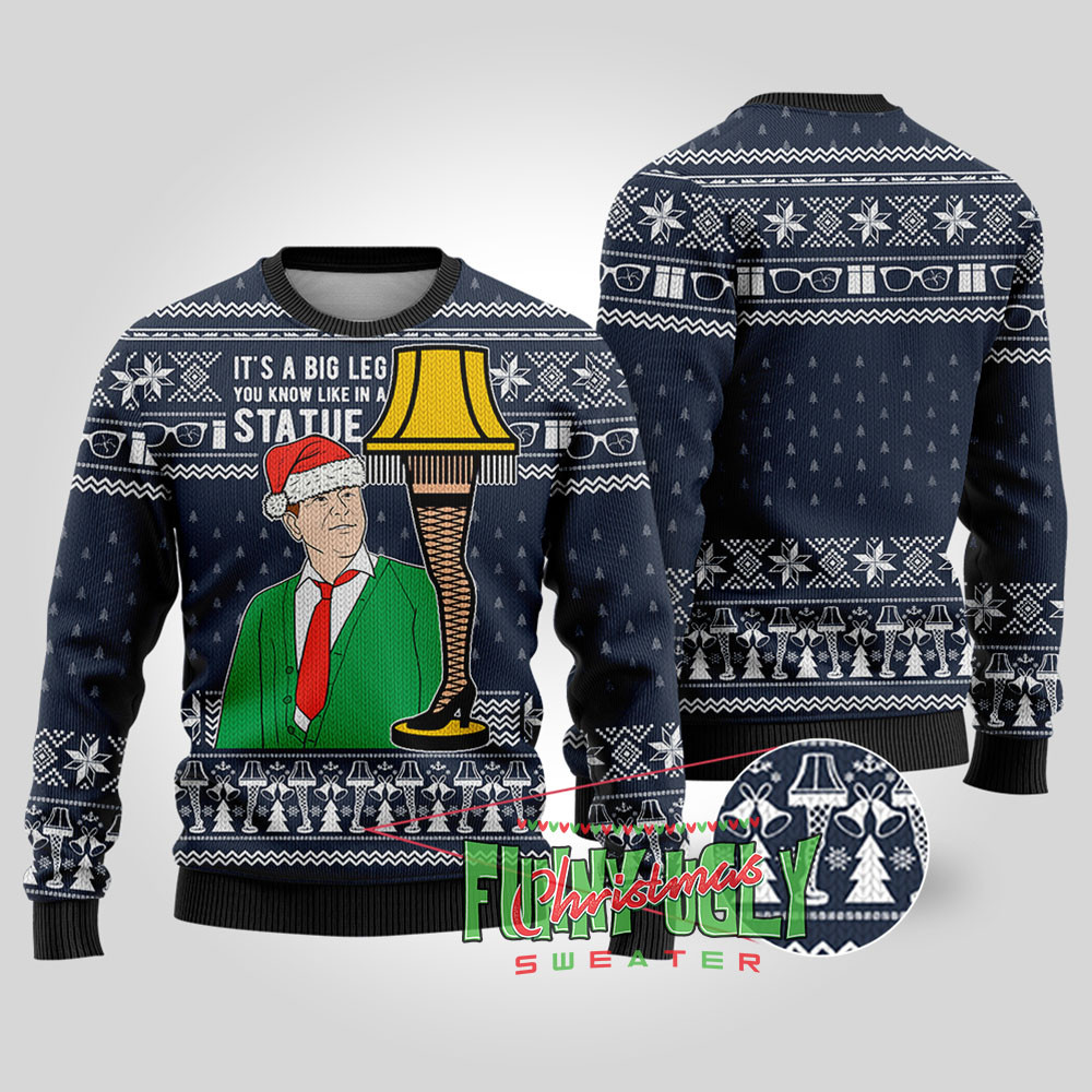 Its A Big Leg A Christmas Story Funny Sweater Navy Trendy Christmas Sweater for Winter Outfits