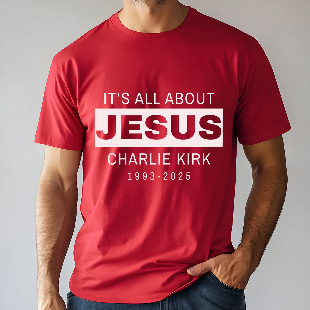 It's All About Jesus Charlie Kirk 1993 2025 Memorial Dark Shirt Gift for Patriots