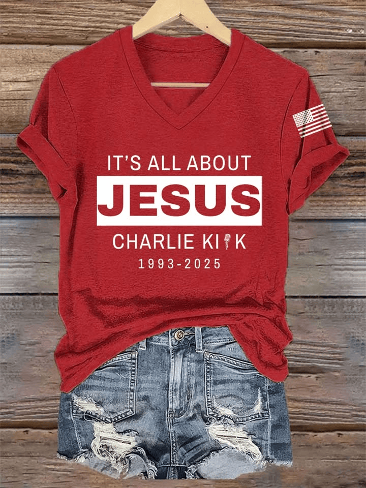 It's All About Jesus Tee Honoring Charlie Kirk Shirt Tribute Gift for Wife