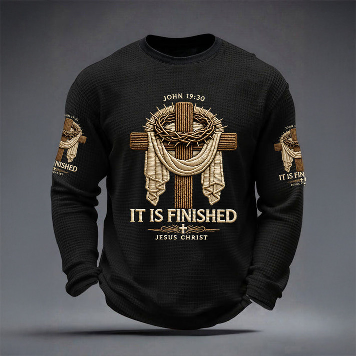 It's Finished John Faith Long Sleeve Shirt Faith Based Apparel Bible Verse Gift For Father