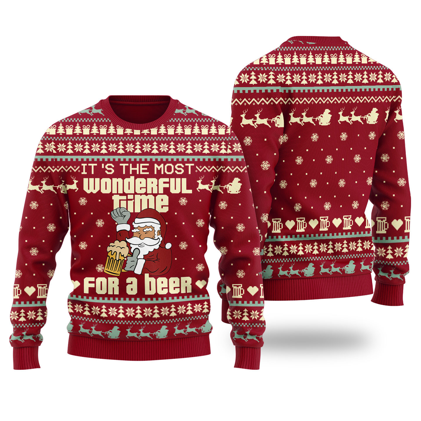 Its Most Wonderful Time For A Beer Ugly Christmas Sweater Funny Xmas Sweater for Ugly Sweater Parties