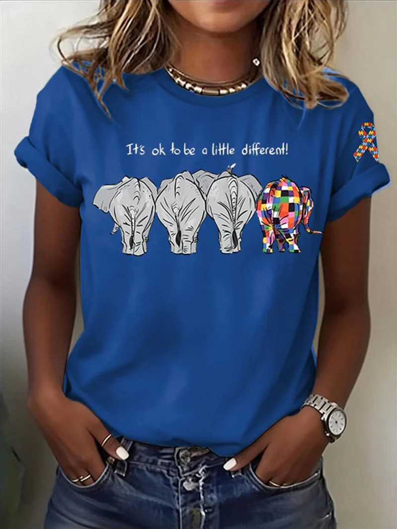 Its Ok To Be A Little Different Elephant T-Shirt Autism Awareness Puzzle Month Gift For Families