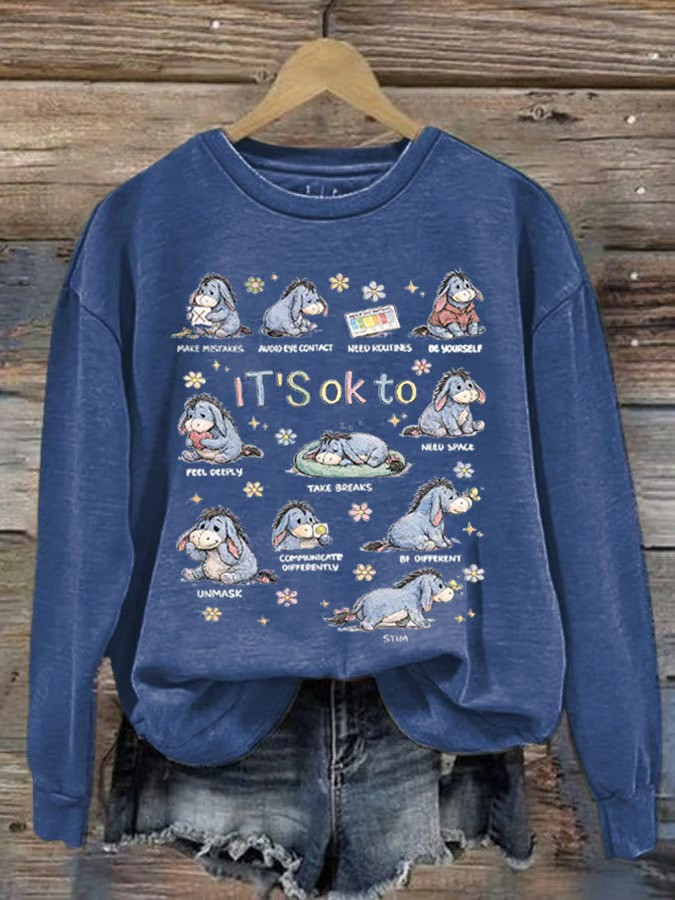 Its Ok To Be Different Donkey Autism Awareness Sweatshirt Acceptance Month Best Gift For Supporters