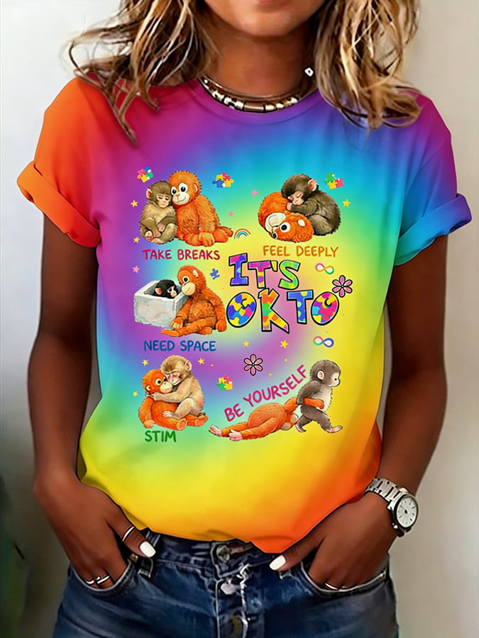 It's OK To Be Yourself T-Shirt Autism Awareness Apparel Gift For Autism Mom