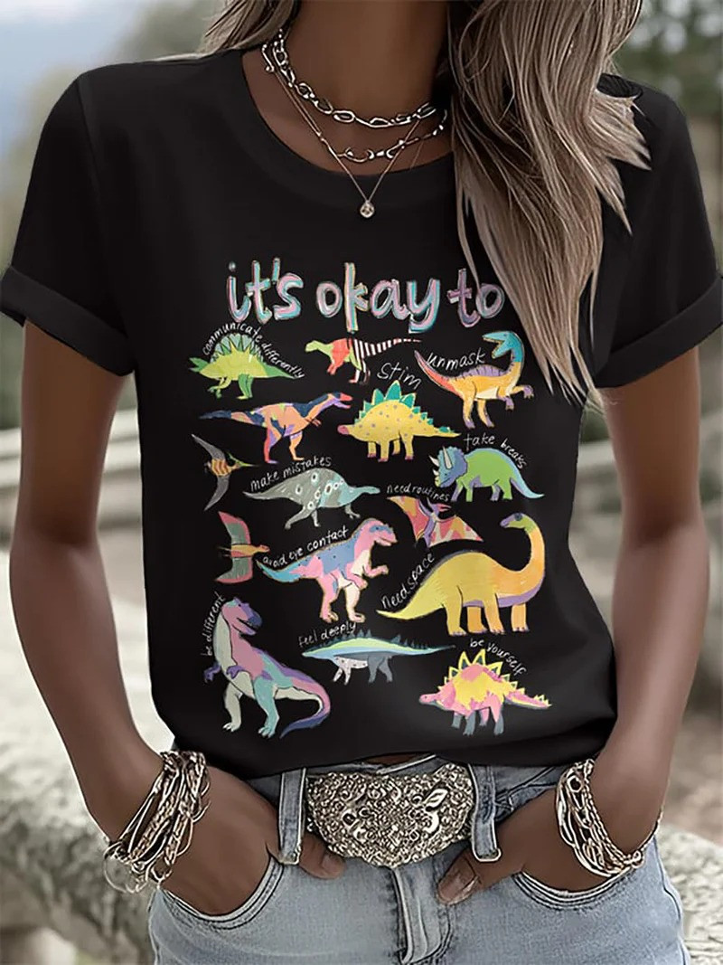 Its Okay To Be Different Dinosaur T-Shirt Autism Awareness Month Acceptance Best Gift For Dino Fans