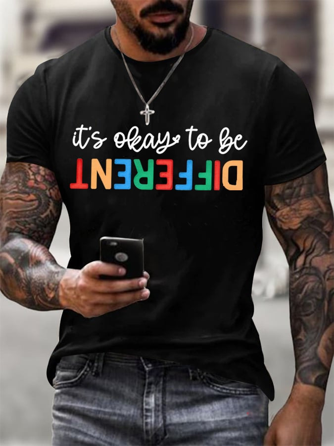 It's Okay To Be Different T-Shirt Autism Awareness Clothing Gift For Autism Dad