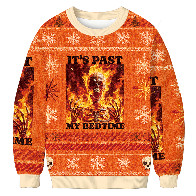 It's Past My Bedtime Funny Skeleton Meme Christmas Ugly Sweatshirt Funny Christmas Holiday Sweater Gift Ideas