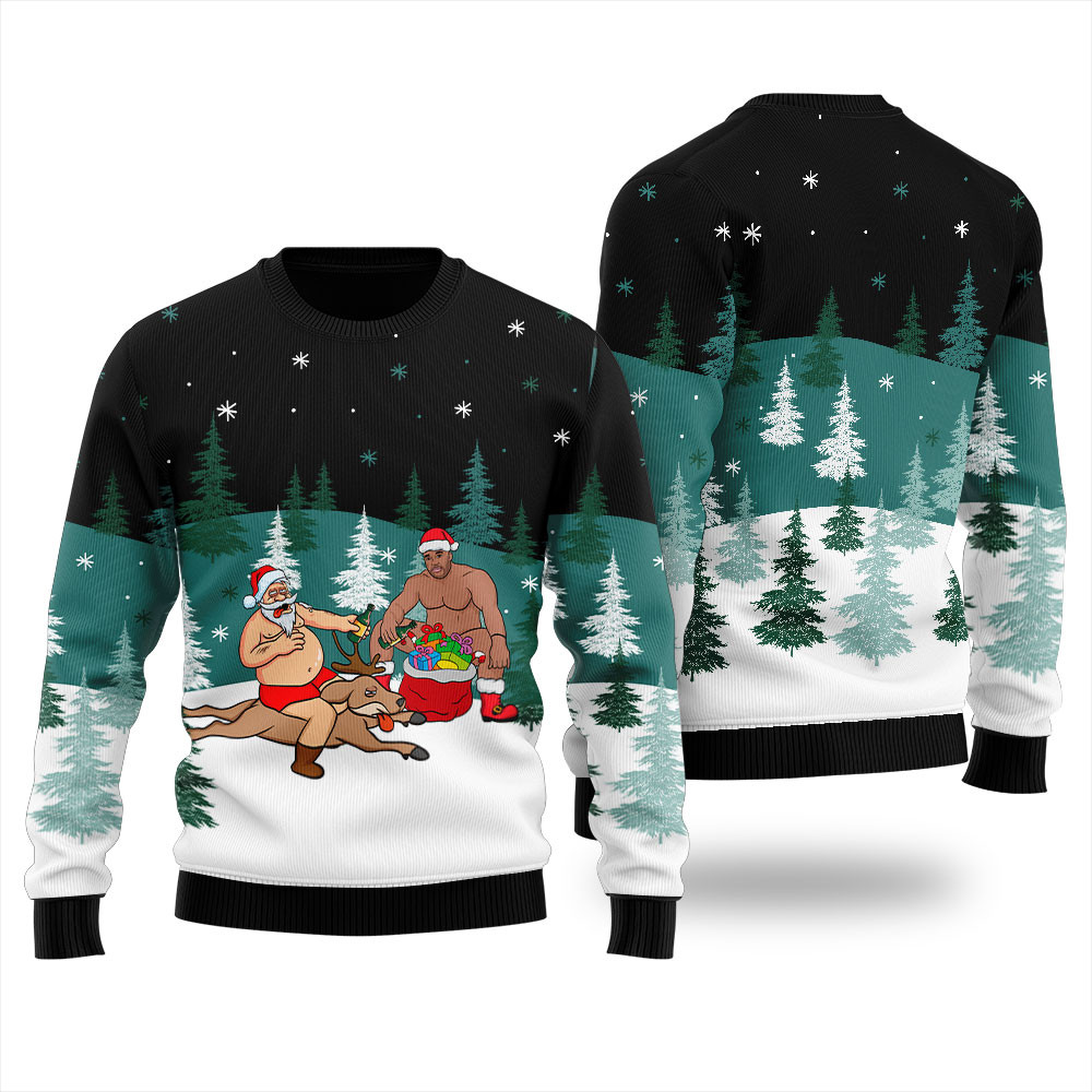 Its The Most Wonderful Time For A Beer Santa Barry Wood Sweater For Women Trendy Winter Sweatshirt for Cozy Moments