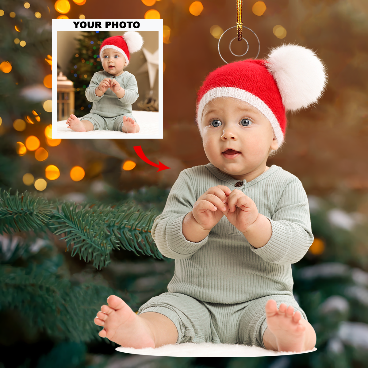Its Time For Christmas Personalized Photo Mica Ornament Gift For Baby Family Members