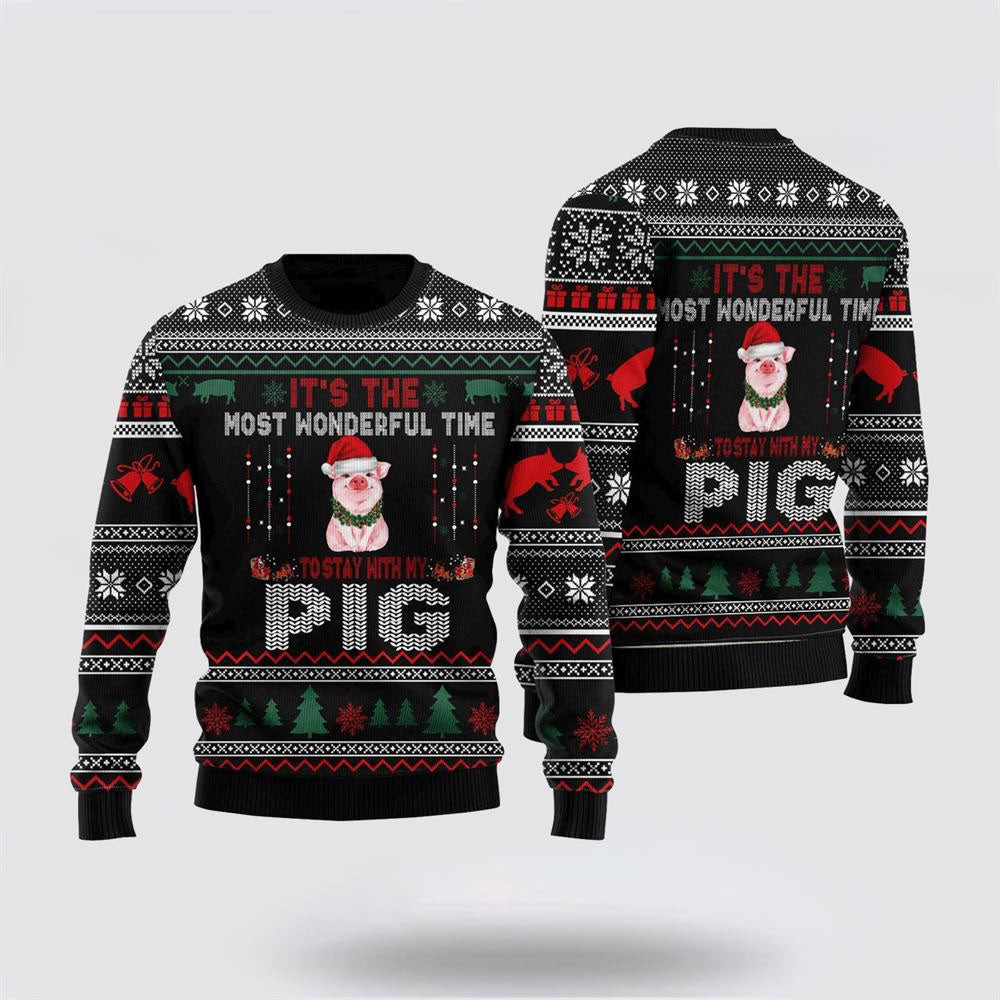 It's Time To Stay With My Pig Ugly Christmas Sweater Unique Christmas Gifts For Family