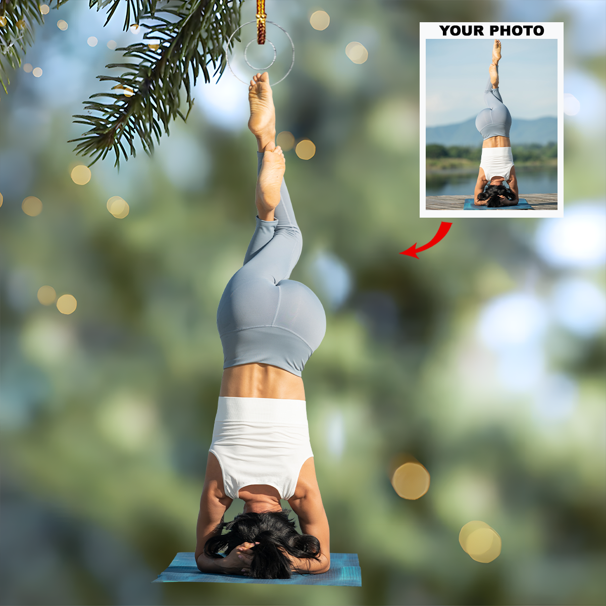 Its Yoga Oclock Personalized Photo Mica Ornament Christmas Gift For Family Members Yog