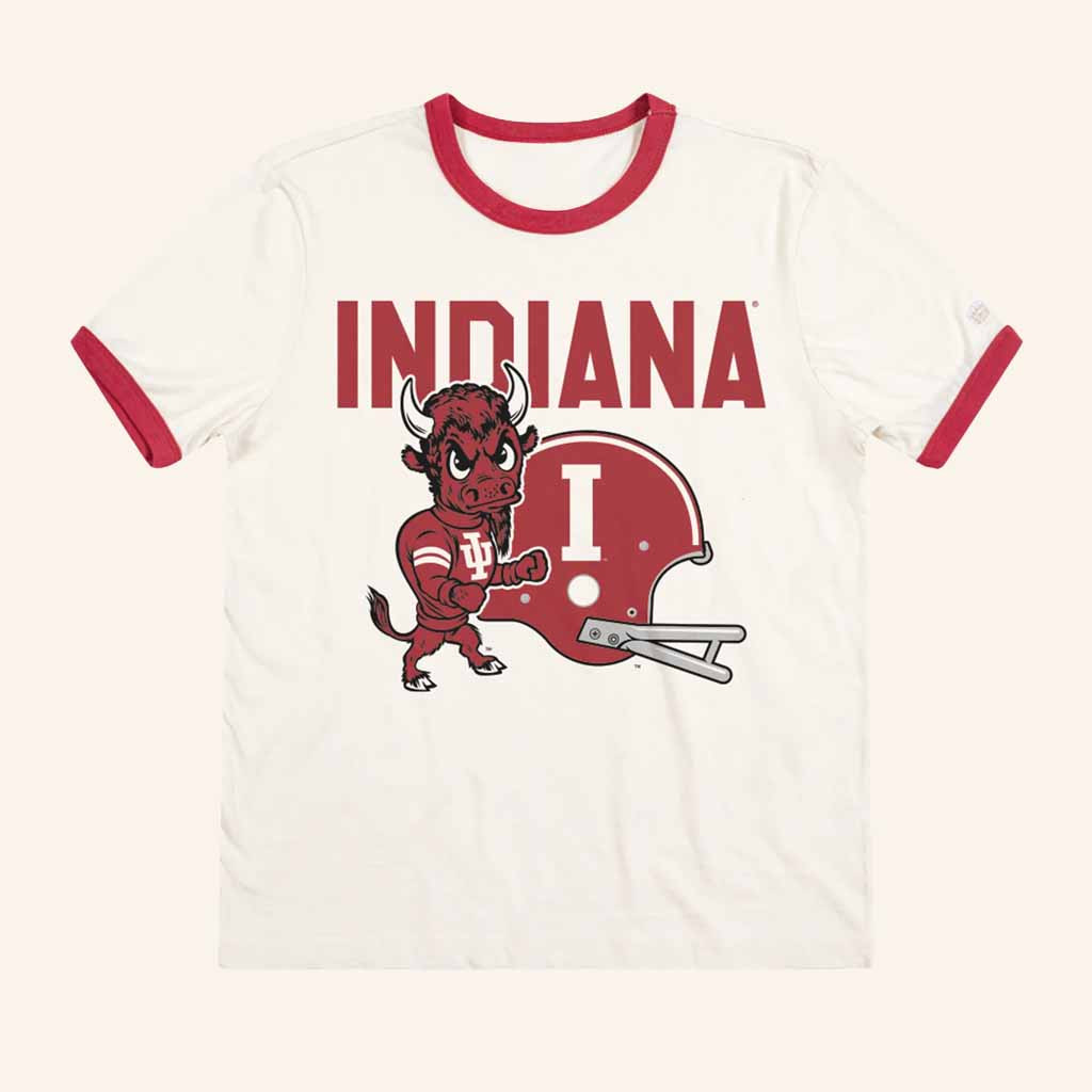 Iuhoosiers Merch Indiana Hoosiers Bison And Helmet Ringer T-Shirt Gifts For Her Iuhoosiers Merch Indiana Hoosiers Bison And Helmet Ringer T-Shirt Gifts For Her