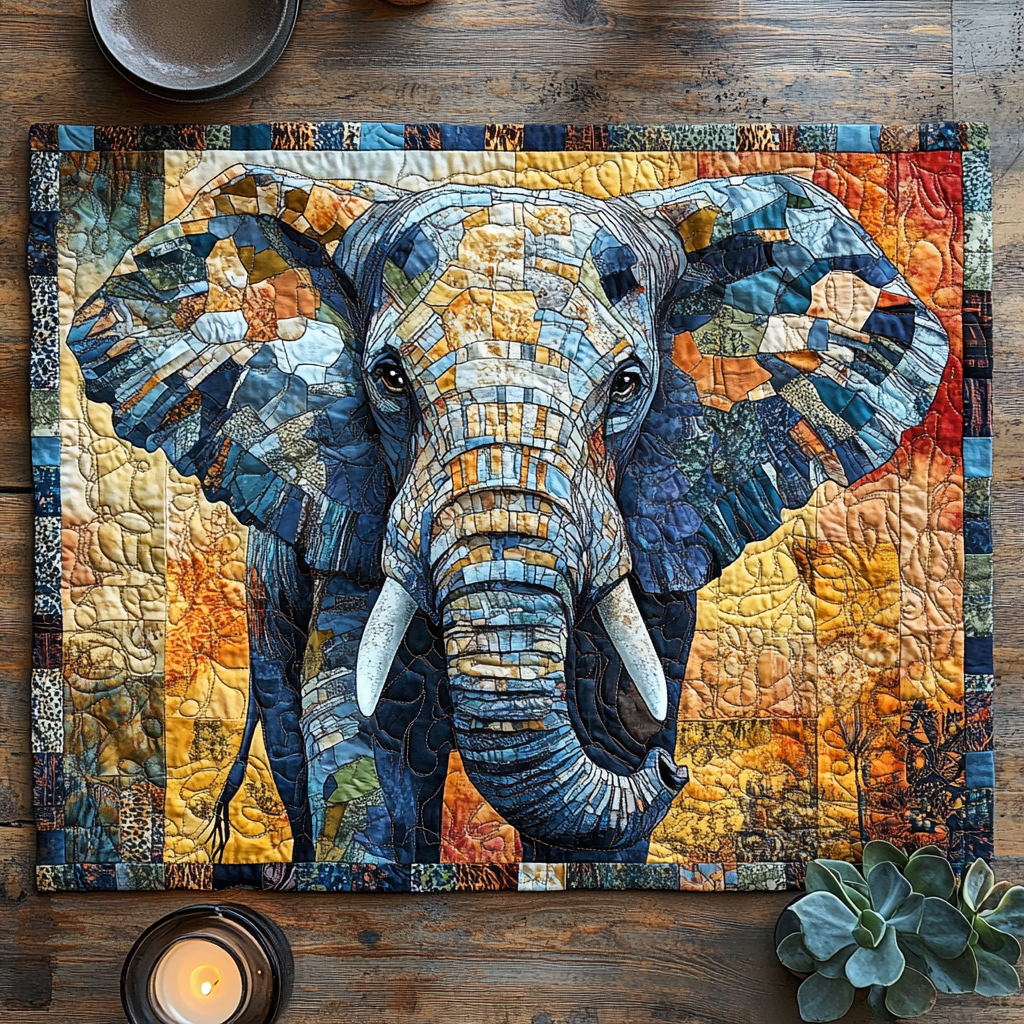 Ivory Grace Quilted Place Mat Dining Table Accessories Great Gift For Elephant Lover