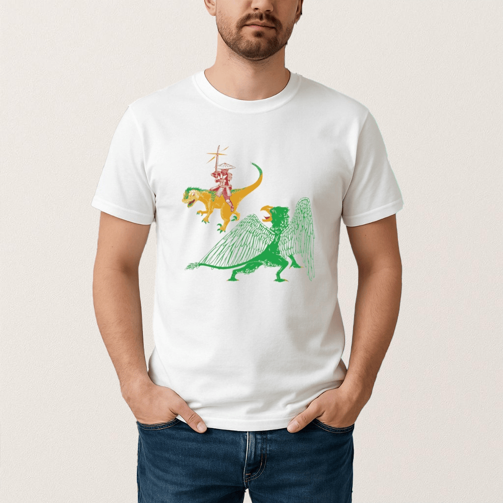 Jack Black Monster Tag T-Shirt Fantasy Dinosaur Battle Graphic Tee Cool Gift For Boyfriend